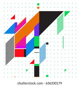 Abstract colorful geometric isometric background. can be used for wallpaper and fabric printed. Template for poster, backdrop, book cover, brochure, and vector illustration.