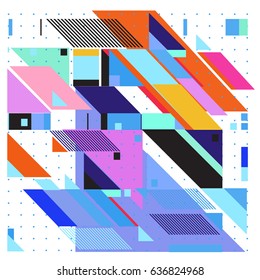 Abstract colorful geometric isometric background. can be used for wallpaper and fabric printed. Template for poster, backdrop, book cover, brochure, and vector illustration.