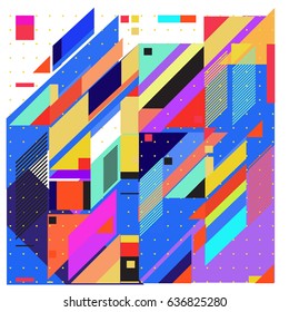 Abstract colorful geometric isometric background. can be used for wallpaper and fabric printed. Template for poster, backdrop, book cover, brochure, and vector illustration.