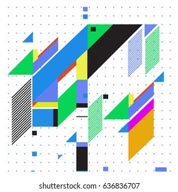 Abstract colorful geometric isometric background. can be used for wallpaper and fabric printed. Template for poster, backdrop, book cover, brochure, and vector illustration.