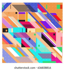 Abstract colorful geometric isometric background. can be used for wallpaper and fabric printed. Template for poster, backdrop, book cover, brochure, and vector illustration.