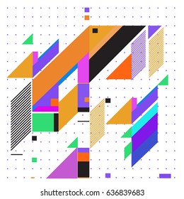 Abstract colorful geometric isometric background. can be used for wallpaper and fabric printed. Template for poster, backdrop, book cover, brochure, and vector illustration.