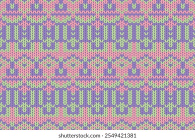 Abstract Colorful Geometric Knitting Pattern Background. Vector Illustration. Winter Wallpaper