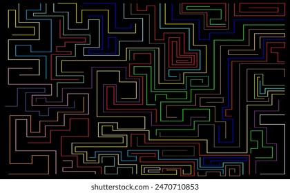 Abstrakter farbenfroher geometrischer Linienmuster-Hintergrund, zeitgenössisches druckbares nahtloses Muster mit abstraktem Minimal-elegantem Linienpinsel-Strich-Formen und -Linie