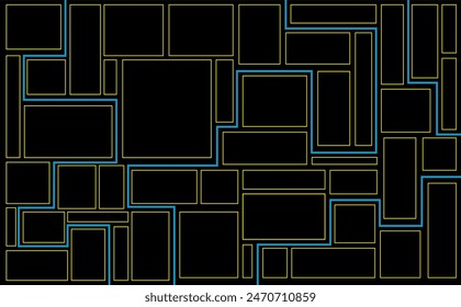 Abstrakter farbenfroher geometrischer Linienmuster-Hintergrund, zeitgenössisches druckbares nahtloses Muster mit abstraktem Minimal-elegantem Linienpinsel-Strich-Formen und -Linie