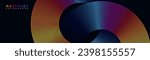 Abstract colorful geometric lines on dark blue background. Modern shiny color circle lines pattern.