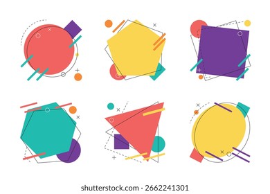 Abstract Colorful Geometric Liquid Shape Banner Set