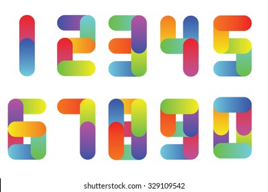 Abstract Colorful Geometric Number Font Stock Vector (Royalty Free ...