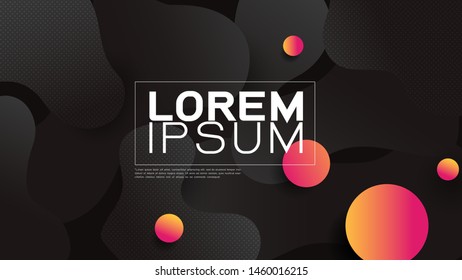 Abstract colorful geometric on dark background. Trendy gradient circle shapes composition for landing page, business or technology presentation. Vector illustration 