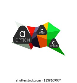 Abstract colorful geometric option infographics design template with sample abc options. Abstract background for business presentation or information banner. Vector illustration