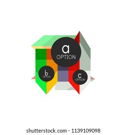 Abstract colorful geometric option infographics design template with sample abc options. Abstract background for business presentation or information banner. Vector illustration