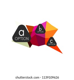 Abstract colorful geometric option infographics design template with sample abc options. Abstract background for business presentation or information banner. Vector illustration