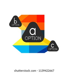 Abstract colorful geometric option infographics design template with sample abc options. Abstract background for business presentation or information banner. Vector illustration