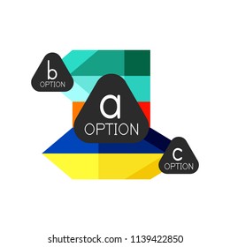 Abstract colorful geometric option infographics design template with sample abc options. Abstract background for business presentation or information banner. Vector illustration