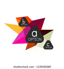 Abstract colorful geometric option infographics design template with sample abc options. Abstract background for business presentation or information banner. Vector illustration