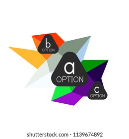Abstract colorful geometric option infographics design template with sample abc options. Abstract background for business presentation or information banner. Vector illustration