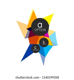 Abstract colorful geometric option infographics design template with sample abc options. Abstract background for business presentation or information banner. Vector illustration