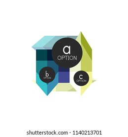 Abstract colorful geometric option infographics design template with sample abc options. Abstract background for business presentation or information banner. Vector illustration