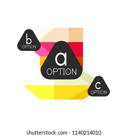 Abstract colorful geometric option infographics design template with sample abc options. Abstract background for business presentation or information banner. Vector illustration