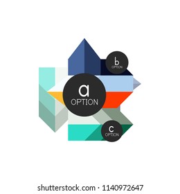 Abstract colorful geometric option infographics design template with sample abc options. Abstract background for business presentation or information banner. Vector illustration