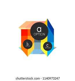 Abstract colorful geometric option infographics design template with sample abc options. Abstract background for business presentation or information banner. Vector illustration