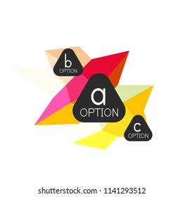 Abstract colorful geometric option infographics design template with sample abc options. Abstract background for business presentation or information banner. Vector illustration