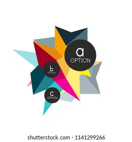 Abstract colorful geometric option infographics design template with sample abc options. Abstract background for business presentation or information banner. Vector illustration