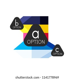 Abstract colorful geometric option infographics design template with sample abc options. Abstract background for business presentation or information banner. Vector illustration