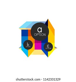 Abstract colorful geometric option infographics design template with sample abc options. Abstract background for business presentation or information banner. Vector illustration