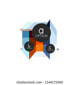 Abstract colorful geometric option infographics design template with sample abc options. Abstract background for business presentation or information banner. Vector illustration