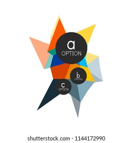 Abstract colorful geometric option infographics design template with sample abc options. Abstract background for business presentation or information banner. Vector illustration