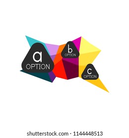 Abstract colorful geometric option infographics design template with sample abc options. Abstract background for business presentation or information banner. Vector illustration
