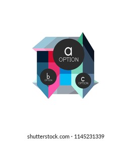 Abstract colorful geometric option infographics design template with sample abc options. Abstract background for business presentation or information banner. Vector illustration