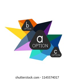 Abstract colorful geometric option infographics design template with sample abc options. Abstract background for business presentation or information banner. Vector illustration