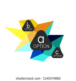 Abstract colorful geometric option infographics design template with sample abc options. Abstract background for business presentation or information banner. Vector illustration