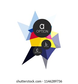 Modelo de design de infográficos de opção geométrica colorida abstrata com exemplos de opções abc. Plano de fundo abstrato para apresentação de negócios ou banner de informações. Ilustração vetorial