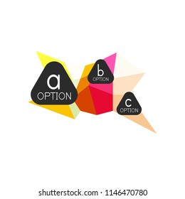Abstract colorful geometric option infographics design template with sample abc options. Abstract background for business presentation or information banner. Vector illustration