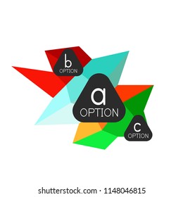 Abstract colorful geometric option infographics design template with sample abc options. Abstract background for business presentation or information banner. Vector illustration