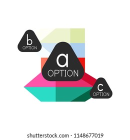 Abstract colorful geometric option infographics design template with sample abc options. Abstract background for business presentation or information banner. Vector illustration