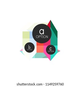 Abstract colorful geometric option infographics design template with sample abc options. Abstract background for business presentation or information banner. Vector illustration