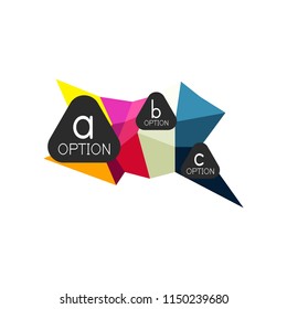 Abstract colorful geometric option infographics design template with sample abc options. Abstract background for business presentation or information banner. Vector illustration