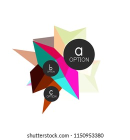 Abstract colorful geometric option infographics design template with sample abc options. Abstract background for business presentation or information banner. Vector illustration