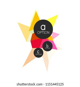 Abstract colorful geometric option infographics design template with sample abc options. Abstract background for business presentation or information banner. Vector illustration