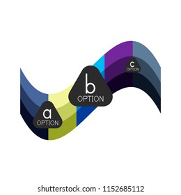 Modelo de design de infográficos de opção geométrica colorida abstrata com exemplos de opções abc. Plano de fundo abstrato para apresentação de negócios ou banner de informações. Ilustração vetorial