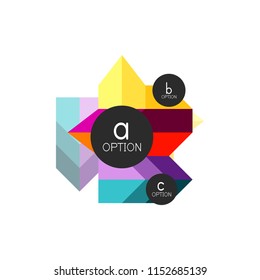 Abstract colorful geometric option infographics design template with sample abc options. Abstract background for business presentation or information banner. Vector illustration