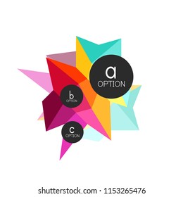 Abstract colorful geometric option infographics design template with sample abc options. Abstract background for business presentation or information banner. Vector illustration