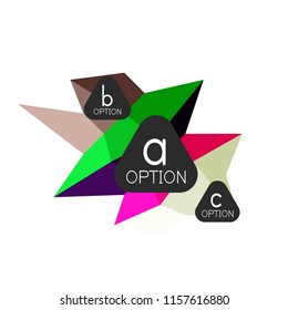 Abstract colorful geometric option infographics design template with sample abc options. Abstract background for business presentation or information banner. Vector illustration