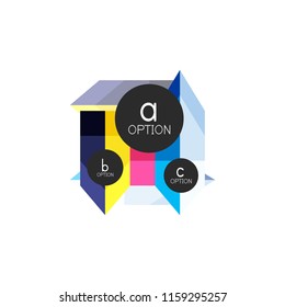 Abstract colorful geometric option infographics design template with sample abc options. Abstract background for business presentation or information banner. Vector illustration
