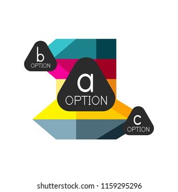 Abstract colorful geometric option infographics design template with sample abc options. Abstract background for business presentation or information banner. Vector illustration