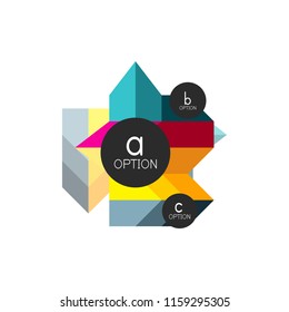 Abstract colorful geometric option infographics design template with sample abc options. Abstract background for business presentation or information banner. Vector illustration